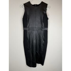 NWT Spanx Faux Leather Combo Fitted Sheath Luxe Black Dress M